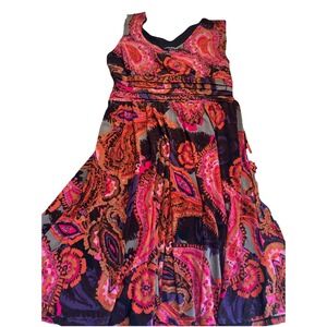 y2k Vintage Fashion Bug dress Colorful Paisley  XL Pintuck Back flowy whimsygoth